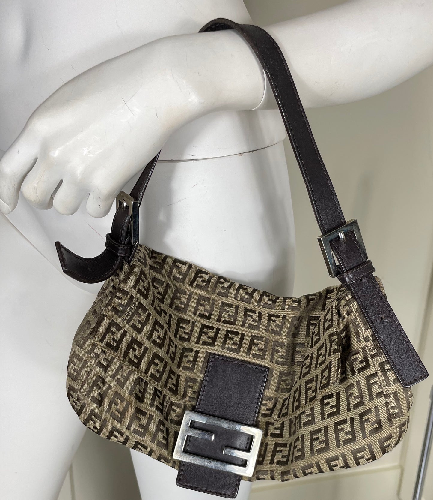 Fendi Zucchino Flap Shoulder Bag